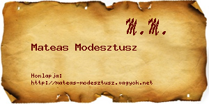 Mateas Modesztusz névjegykártya